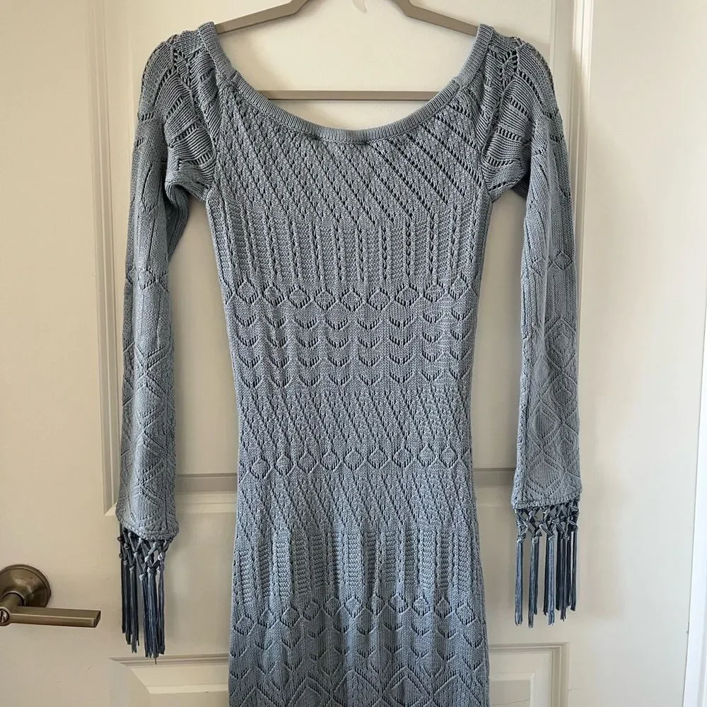 NWT House of Harlow 1960 x REVOLVE Rose Dress - Dusty Blue - Picture 10 of 11